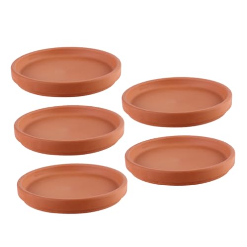 TOYZFRIENDY 5 Stück Teiliges Terrakotta Blumentopf Untersetzer Runde Pflanzenschalen aus Roter Robust und rutschfest für Kleine Blumentöpfe im Innenbereich Wie Zuhause Büro und Restaurant von TOYZFRIENDY