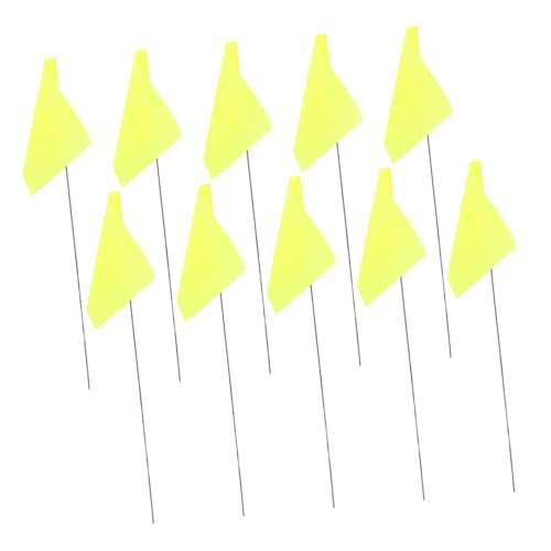 TOYZFRIENDY 50 Stück Markierungsflaggen mit Stahlstab Gelb Wetterfeste Gartenflaggen für Rasen Bewässerung Landschaft Bau zur Standortkennzeichnung von TOYZFRIENDY