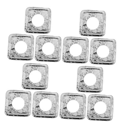 TOYZFRIENDY 50 Stück Teiliges Aluminium Gasbrenner Schutzmatten Einweg Quadratisch Öl Fettabweisend Hitzebeständig für Sauberen Gasherd Einfache Reinigung Langlebig Küchenzubehör von TOYZFRIENDY