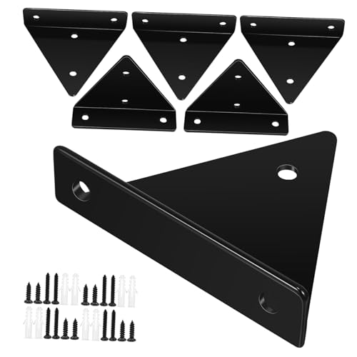 TOYZFRIENDY 6 Stück Schwarze Dreieck Regalhalter aus Eisen Stabile Wandhalterung für Schwebende Regalbretter Einfache Montage Hohe Tragkraft Platzsparende Fachbodenträger von TOYZFRIENDY