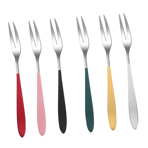 TOYZFRIENDY 6 Stück Teiliges Edelstahl Kuchengabel Ergonomisch Geformt Rostfrei Glatte Oberfläche Vielseitig Einsetzbar für Obst Dessert und Party Langlebig und Komfortabel Handhabung von TOYZFRIENDY