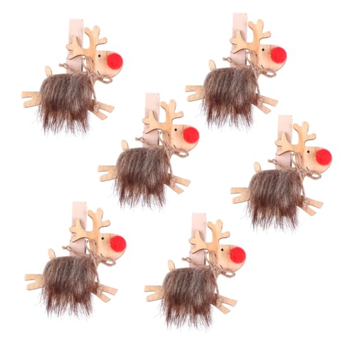 TOYZFRIENDY 6 Stück Teiliges Holzklammer Weihnachtselch Design Kreative Foto und Notizklammern für Weihnachtsbaum und Heimdekoration Vielseitig für Karten Bastelprojekte Büro und von TOYZFRIENDY