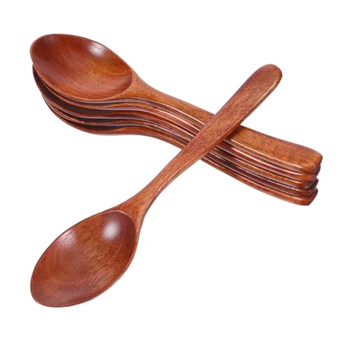 TOYZFRIENDY 6 Stück Teiliges Lange Holzlöffel mit Ergonomischem Griff Honiglöffel und Teelöffel für Kaffee Dessert Sichere Handhabung bei Heißen Getränken Langlebig und Leicht zu Reinigen von TOYZFRIENDY