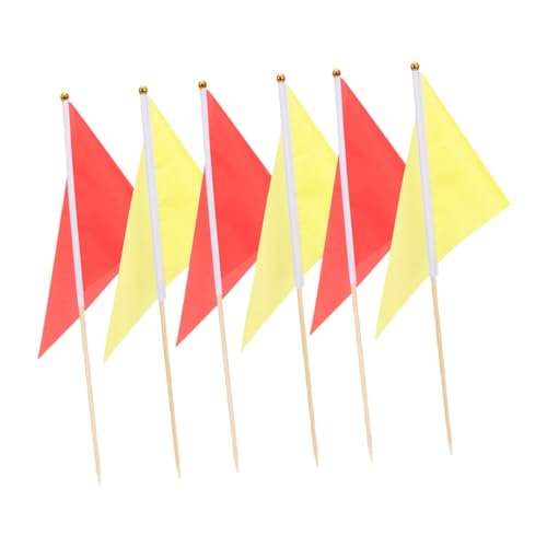 TOYZFRIENDY 6 Stück Teiliges Markierungsflaggen aus Polyester und Dreieckige Garten und Bauflaggen in Rot und Gelb Langlebig Wetterbeständig für Rasen Vermessung Baustellen und von TOYZFRIENDY