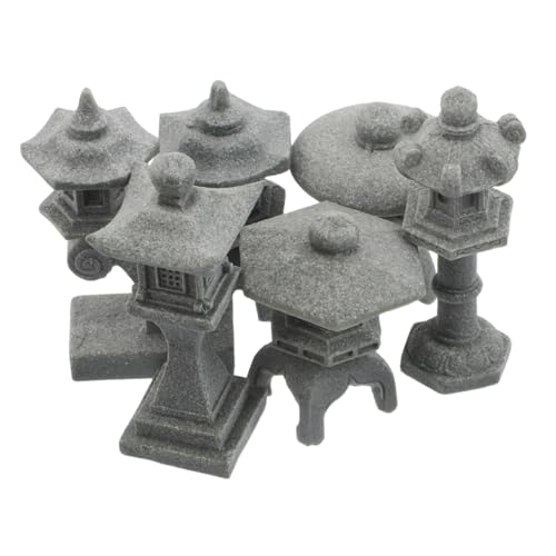 TOYZFRIENDY 6 Stück Teiliges Miniatur Pagoden Japanische Laternen Zen Garten Figuren Asiatische Aquarium Deko Bonsai Terrarium Micro Landschaft Zubehör von TOYZFRIENDY