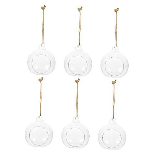 TOYZFRIENDY 6 Stück Teiliges Transparente Kugel Hängevase Hydroponischer Pflanzenhalter Dekorative Kerzenständer für Tischdeko Kleine Blumenvase für Hochzeit Party und Wohnraumgestaltung von TOYZFRIENDY