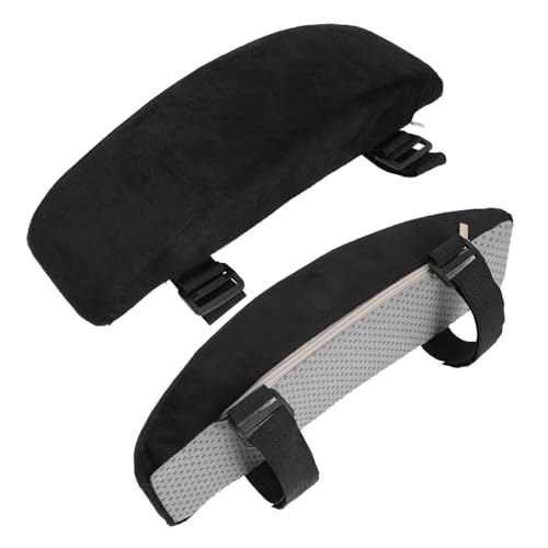 TOYZFRIENDY Armlehnenkissen für Bürostuhl rutschfeste Strapazierfähige Polster mit Hochwertigem Ergonomisch Gepolstert für Entspanntes Arm Ellenbogenliegen Klassisches Schwarz von TOYZFRIENDY