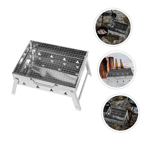 TOYZFRIENDY Bbq Edelstahl Grillrost Faltbar Klein Praktisch Outdoor Holzkohlegrill Tragbarer Campinggrill Multifunktional Leichter Barbecue Herd für Garten Picknick von TOYZFRIENDY
