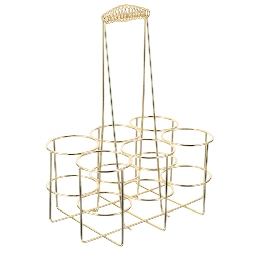 TOYZFRIENDY Bierflaschenträger Metallrahmen Goldfarbig Kleiner Flaschenhalter Tragbar Robust Rostfrei Für Transport und Aufbewahrung von TOYZFRIENDY