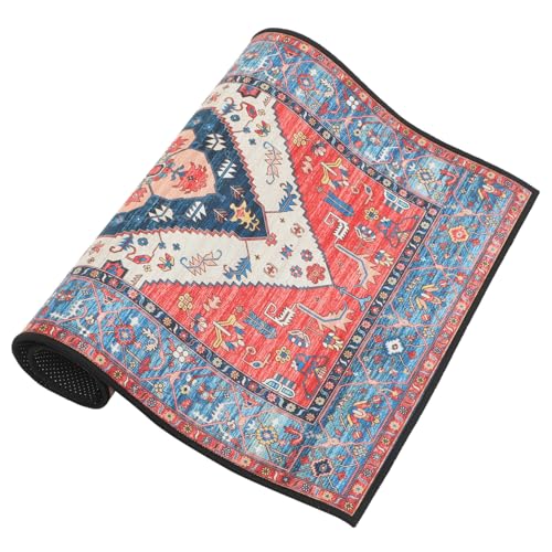 TOYZFRIENDY Bohemian Teppich Vintage Stil Polyester Bodenmatte Wohnzimmer Teppich Ethnischer Stil Waschbar Flur Schlafzimmer Küche von TOYZFRIENDY