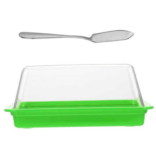 TOYZFRIENDY Butterbehälter mit Deckel und Edelstahl messer Butter Aufbewahrungsbox für Kühlschrank Tragbarer Butterspender Bpa frei Einfach zu Reinigen in Grün von TOYZFRIENDY