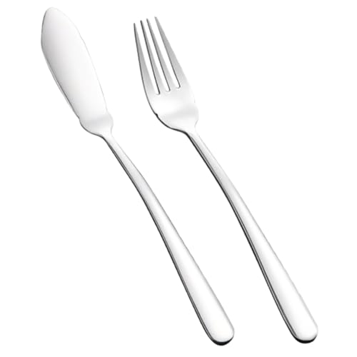 TOYZFRIENDY Edelstahl Fischbesteck Teilig Fischmesser und Fleischgabel Robust Poliert für Restaurant Hotel Buffet und Zuhause von TOYZFRIENDY