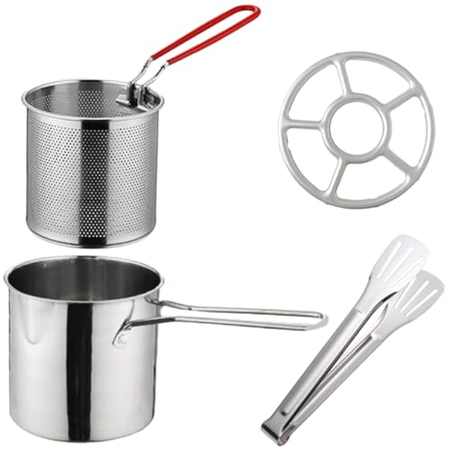TOYZFRIENDY Edelstahl Fritteusentopf mit Korb und Ergonomischem Griff Tiefer Pommes Frites Frittierkorb für Hähnchen Fisch Gemüse Vielseitig Einsetzbar Hitzebeständig für Induktionsherd von TOYZFRIENDY