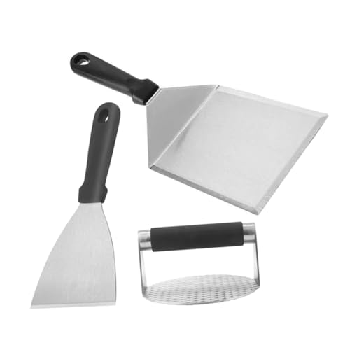 TOYZFRIENDY Edelstahl Grillspachtel und Burgerpresse mit Ergonomischem Kunststoffgriff Robustes Küchenset für Fleischpressen und Grillzubehör Einfach zu Reinigen und Langlebig von TOYZFRIENDY