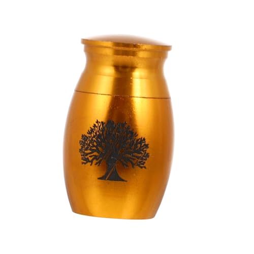 TOYZFRIENDY Edelstahl Haustierurne Goldfarbig Langlebige Aschekapsel für Zuhause und Büro Feuchtigkeitsbeständig Glatte Oberfläche zur Würdevollen Aufbewahrung von Tierasche von TOYZFRIENDY