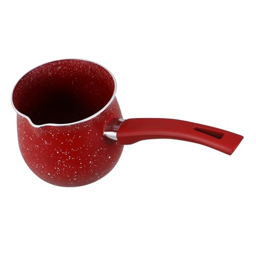 TOYZFRIENDY Edelstahl Herdkännchen mit Ausgießer Hitzebeständigem Griff Vielseitig für Kaffee Milch Butter Kompakt und Tragbar für Zuhause Büro und Reisen Rot von TOYZFRIENDY