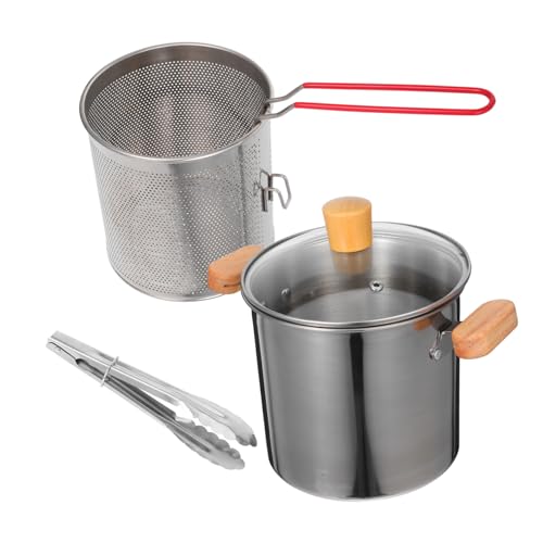 TOYZFRIENDY Edelstahl Multifunktionaler Frittier Kochtopf mit Korb Doppelgriff Fettbehälter für Frittieren Kochen und Schmoren Kompakte für Kleine Haushalte von TOYZFRIENDY