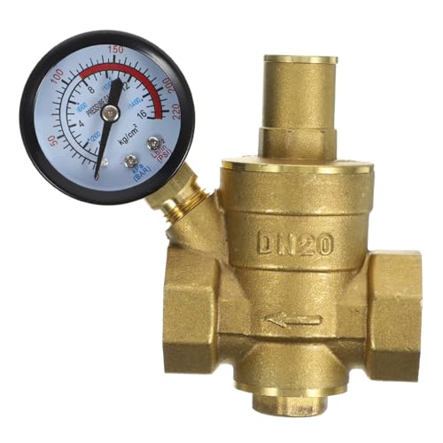TOYZFRIENDY Einstellbarer Wasser Druckminderer aus Messing mit Manometer Robustes Druckregler Ventil für Garten und Tropfbewässerung Einfache Überwachung und Wasserleitungsdruckkontrolle von TOYZFRIENDY