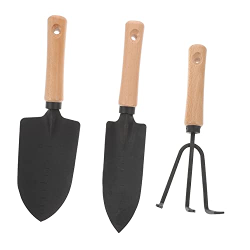 TOYZFRIENDY Gartengeräte Holzgriff Teiliges Gartenhacke Schaufel und Rechen mit Ergonomischem Holzstiel zum Lockern von Erde und Entfernen von Wurzeln für Effiziente Gartenarbeit von TOYZFRIENDY