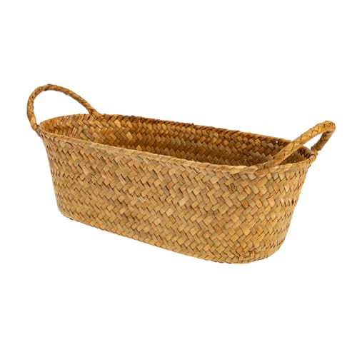 TOYZFRIENDY Geflochtener Aufbewahrungskorb aus Seegras Handgefertigt Dekorativer Sundries Organizer für Kosmetik und Desktop Orange Gelb TOYZFRIENDY Geflochtener Aufbewahrungskorb aus Seegras Handgefertigt Dekorativer Sundries Organizer für Kosmetik und Desktop Orange Gelb von TOYZFRIENDY