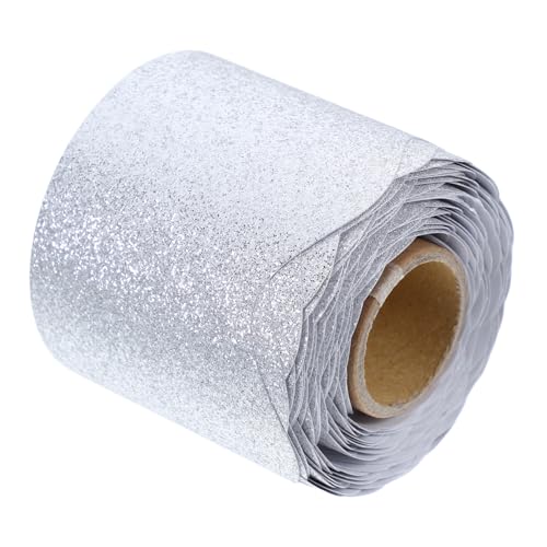 TOYZFRIENDY Glitzernde Schwarze Tafelbordüre Papierrand Silber Dekorative Vielseitige Bulletin Board Umrandung für Klassenzimmer Robuste Wasserfeste Schulwanddekoration von TOYZFRIENDY