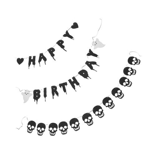 TOYZFRIENDY Halloween Geburtstagsbanner mit Geist und Skelett Schwarze Partygirlande für Halloween Geburtstagsfeier Vielseitige Wanddekoration für Drinnen und Draußen Einfach Aufzuhängen TOYZFRIENDY Halloween Geburtstagsbanner mit Geist und Skelett Schwarze Partygirlande für Halloween Geburtstagsfeier Vielseitige Wanddekoration für Drinnen und Draußen Einfach Aufzuhängen von TOYZFRIENDY