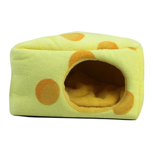 TOYZFRIENDY Hamster Kuschelhöhle Cartoon Käsekuchen Form Warme Baumwolle Nest Winddicht Kleintier Höhle für Meerschweinchen Kleintier Käfig Zubehör von TOYZFRIENDY