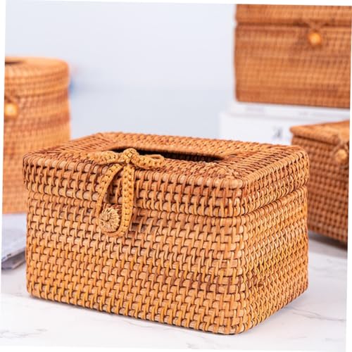 TOYZFRIENDY Handgefertigte Dekorative Geflochtene Taschentuchbox aus Natürlichem Rattan Stabiler Serviettenhalter für Wohnzimmer Multifunktionaler Papiertuchorganizer Stilvoller von TOYZFRIENDY
