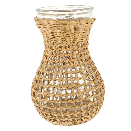 TOYZFRIENDY Handgefertigte Rattan Glasvase mit Geflochtenem Netz Dekorativer Blumenübertopf Kompakte Tischvase für Wohn Bürodekoration Stilvolle Leichte und Pflegeleichte Blumenvase TOYZFRIENDY Handgefertigte Rattan Glasvase mit Geflochtenem Netz Dekorativer Blumenübertopf Kompakte Tischvase für Wohn Bürodekoration Stilvolle Leichte und Pflegeleichte Blumenvase von TOYZFRIENDY