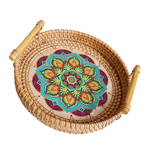 TOYZFRIENDY Handgewebtes Rattan Tablett mit Mandala Muster Natürliches Frühstück Tablett und Aufbewahrungstablett Vielseitiges Dekoratives Ablagetablett für Küche und Picknick TOYZFRIENDY Handgewebtes Rattan Tablett mit Mandala Muster Natürliches Frühstück Tablett und Aufbewahrungstablett Vielseitiges Dekoratives Ablagetablett für Küche und Picknick von TOYZFRIENDY