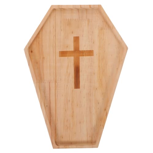 TOYZFRIENDY Holz Servierplatte Kreuzförmiges Halloween Coffin Tray aus Premium Holz für Snacks Käse Früchte Tischdeko Robust Vielseitig Einsetzbar Leicht zu Reinigen für Halloween Partys und von TOYZFRIENDY