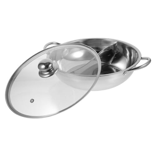 TOYZFRIENDY Hot Pot mit Trennwand und Deckel Universeller Induktions und Gasherd Geeigneter Doppelgriff Feuertopf Leicht zu Reinigen Langlebig und Praktisch für Vielseitigen Gebrauch von TOYZFRIENDY