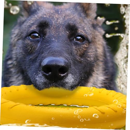 TOYZFRIENDY Hundespielzeug Pulling Ring aus Eva Bissfest und Leicht Schwimmfähig Interaktives Outdoor Kleine und Mittelgroße Hunde Schonend für Zähne und Zahnfleisch Gelb Ø Höhe von TOYZFRIENDY