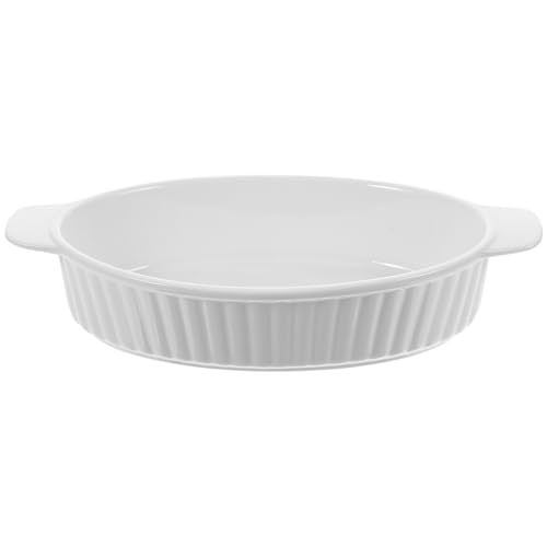 TOYZFRIENDY Keramik Backform mit Doppelgriffen Oval Vielseitige Auflaufform für Backofen und Servieren Spülmaschinenfest Stapelbar für Reis Aufläufe Salate und Desserts von TOYZFRIENDY