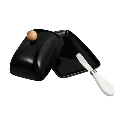 TOYZFRIENDY Keramik Butterdose mit Deckel Stilvolle Butterdose und Käsebehälter Vielseitig als Dessertteller Staubgeschützt Langlebig Geeignet für Butter Käse Kuchen und Früchte Modernes von TOYZFRIENDY