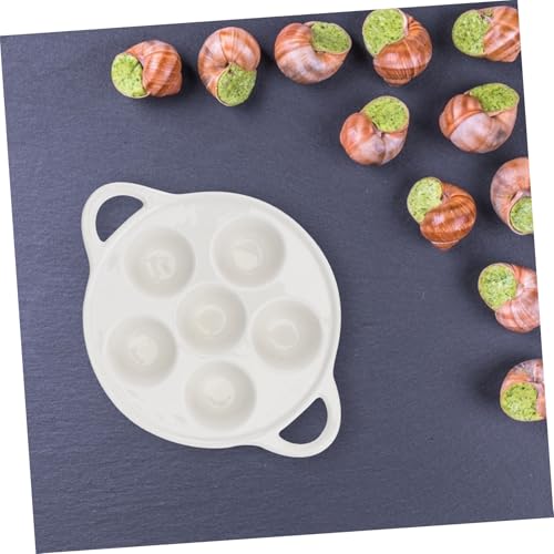 TOYZFRIENDY Keramik Escargot Backform mit Mulden Doppelten Griffen für Sicheren Halt Hitzebeständig Vielseitig als Servierplatte für Meeresfrüchte Snacks Gebäck Langlebiges Küchenutensil von TOYZFRIENDY