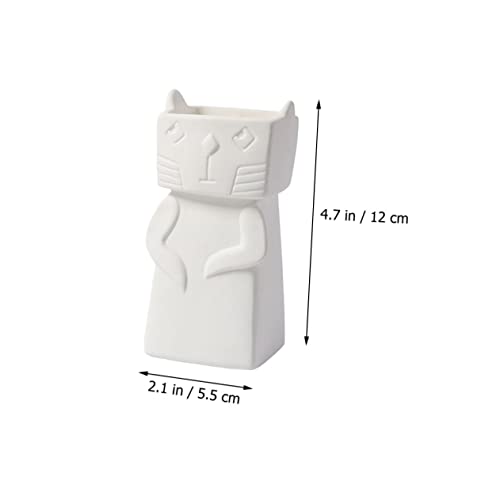 TOYZFRIENDY Keramik Katzenvase Weiß Niedliche Dekorative Blumenvase Für Getrocknete Blumen Tischdeko Wohnzimmer Büro Ornament Geschenk von TOYZFRIENDY