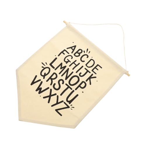TOYZFRIENDY Kinderzimmer Baumwoll Canvas Wandbehang Alphabet Banner mit Stabilem Aufhängeseil Langlebige Wanddekoration für Jungen und Mädchenzimmer Harmonisches Design für Wohnraumgestaltung von TOYZFRIENDY