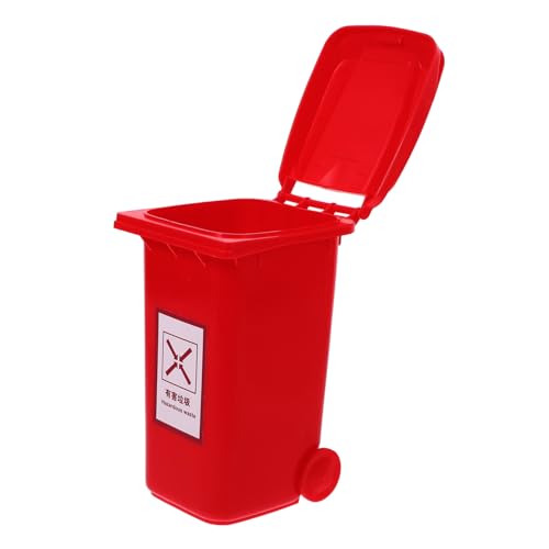 TOYZFRIENDY Kleiner Desktop mülleimer mit Deckel Multifunktionaler Mini abfalleimer und Stifthalter Kompakter Tischabfallbehälter Platzsparend für Büro Wohnzimmer Küche und Nachttisch Rot von TOYZFRIENDY