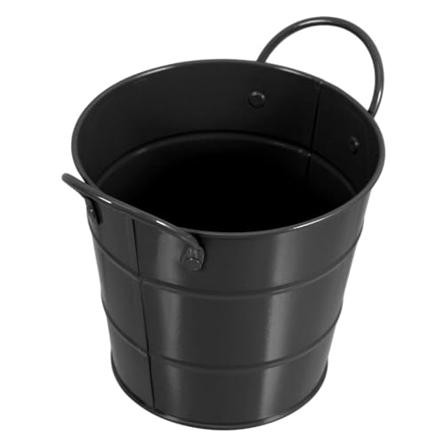 TOYZFRIENDY Kleiner Schwarzer Metallkübel mit Griff Vielseitiger Mini Tischabfalleimer für Büro Stabiler Papierkorb und Aufbewahrungseimer aus Robustem Metall Modernes Design für Schreibtisch von TOYZFRIENDY