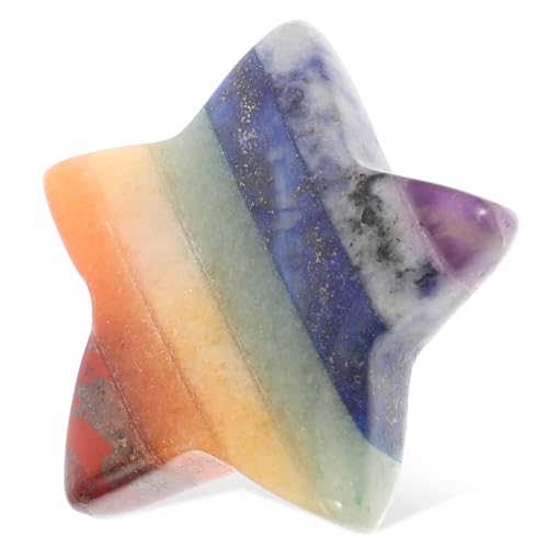 TOYZFRIENDY Kreatives Kristallstern Ornament aus Natürlichem Kristallstein Kompakte Fünfzackige Deko für Schreibtisch Büro Meditation und Party Farbenfrohe Realistische Handwerkskunst von TOYZFRIENDY
