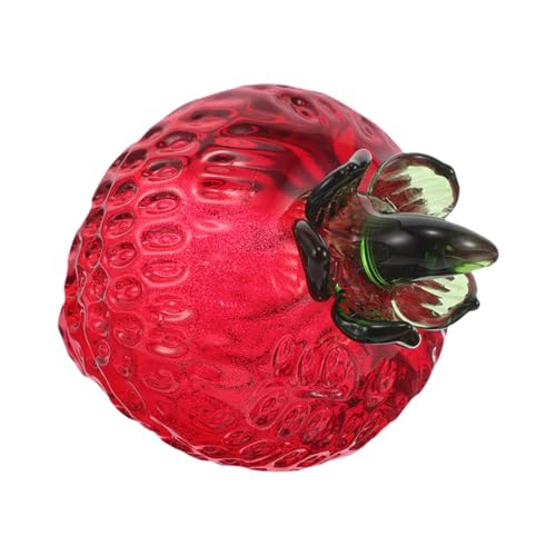 TOYZFRIENDY Kristall Erdbeerfigur Dekorative Glasfrucht Handpoliert Kreatives Design Vielseitiges Dekoobjekt für Schreibtisch Nachttisch Sammlerornament von TOYZFRIENDY