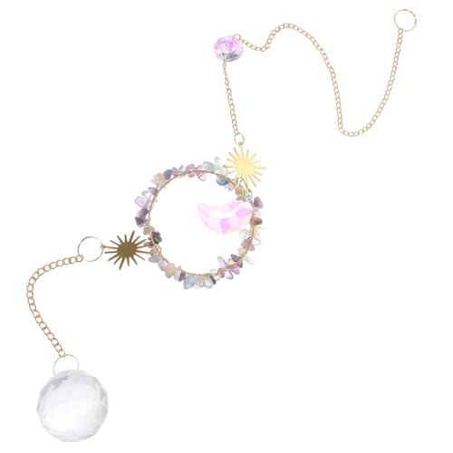TOYZFRIENDY Kristall Hänger mit Mond Design Filigranes Glasprisma Leichtes Fenster hängeornament für Garten Innenbereich Dekoratives Regenbogen Spiel für Zuhause und von TOYZFRIENDY