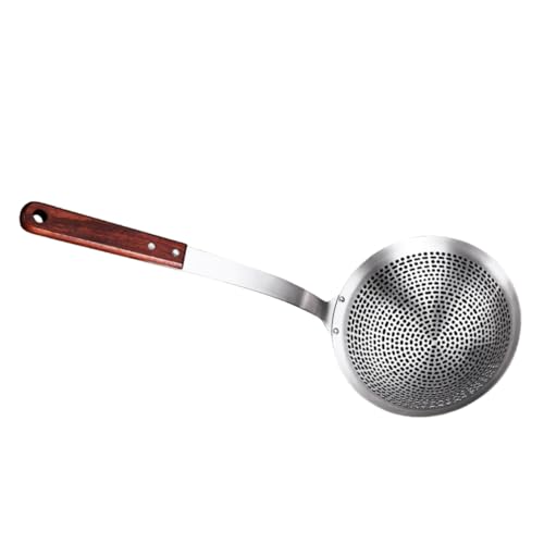 TOYZFRIENDY Küchenlöffel mit Holzgriff Langlebiger Sieblöffel zum Abtropfen von Öl und Wasser Rostfrei Hitzebeständig Praktische Siebkelle für Hot Pot und Frittieren von TOYZFRIENDY
