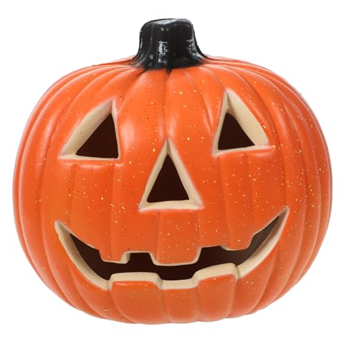 TOYZFRIENDY Kürbislaterne -Schädellampe Kürbis im Freien flammenlos Künstlicher Halloween-Kürbis Dekor LED Lichter Plastik Orange von TOYZFRIENDY
