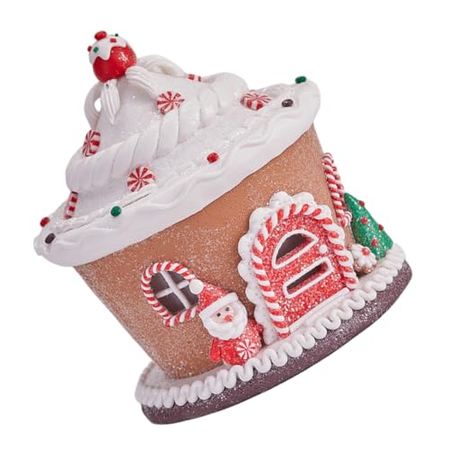 TOYZFRIENDY LED Beleuchtetes Resin Schloss Ornament Kleines Festliches Haus Weihnachtsdekorationen für Tisch und Kamin Langlebige Resin Weihnachtsdekoration Warmes Licht für Gemütliche von TOYZFRIENDY
