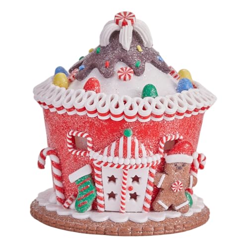 TOYZFRIENDY LED Weihnachtsdekoration Schloss mit Pastellfarben Beleuchtetes Zuckerstangenhaus für Festliche Tisch Kaminverzierung Attraktive Winterfigur für Stimmungsvolle Weihnachtsatmosphäre von TOYZFRIENDY