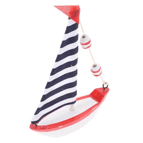 TOYZFRIENDY Mediterranes Segelboot Holz Harzmodell Handgefertigtes Nautisches Dekor Wohnaccessoire Rot schwarz weißes Kleines Segelschiff für Wohnzimmer und Partys von TOYZFRIENDY