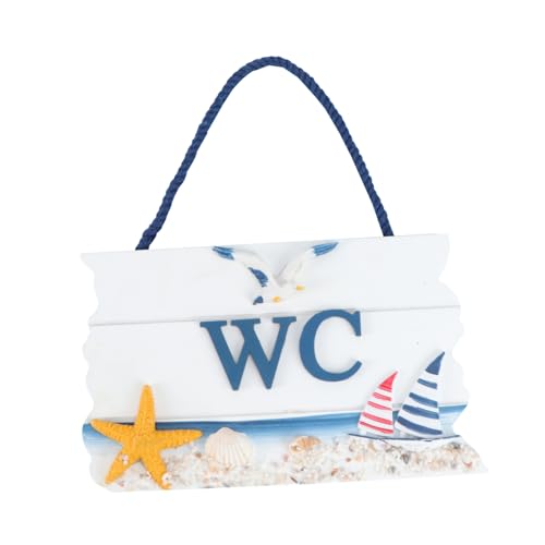 TOYZFRIENDY Mediterranes Wc Schild aus Natürlichem Holz Langlebiges Farbechtes Türschild für Toilette Kreatives Hängendes Dekor Geeignet für Innen und Außenbereich Stilvolle von TOYZFRIENDY