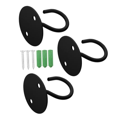 TOYZFRIENDY Metall deckenhaken Schwarz für Hängende Pflanzkörbe Robuste Pflanzhalter für Innen Belastbare Blumenampelaufhängung Geeignet für Ziegel Holzwerkstoff Betonwände mit Schrauben von TOYZFRIENDY